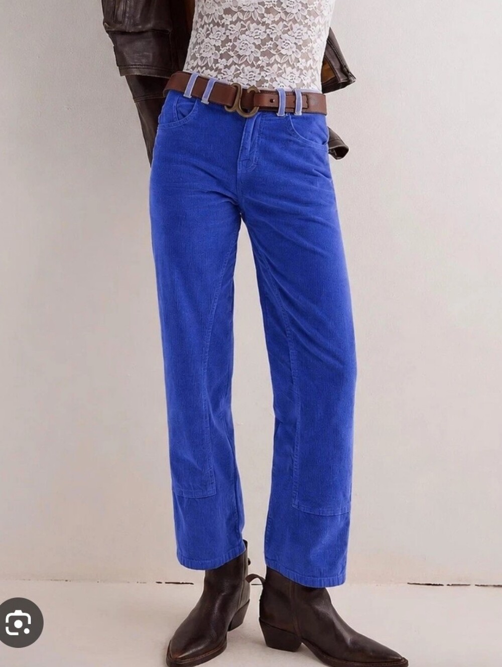 We The Free Risk Taker High Rise Straight Corduroy Pants Colbalt Blue Size 30